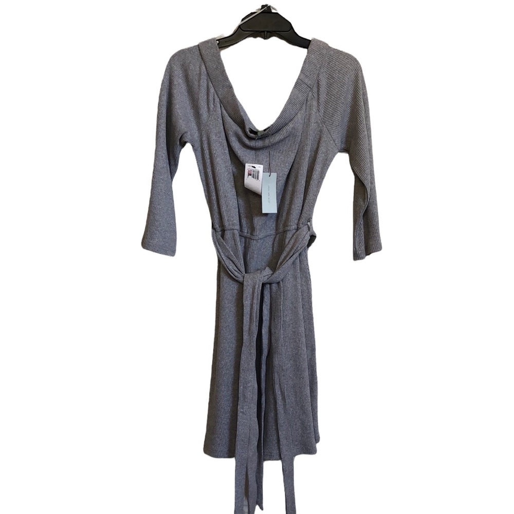 Skies are Blue gray ribbed off the shoulder dress size L